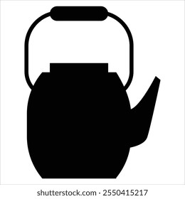 Icono de la silueta de la tetera para la hora del té y el diseño de la cocina