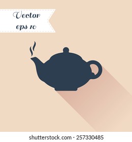 Teapot silhouette icon. Vector illustration. Flat design