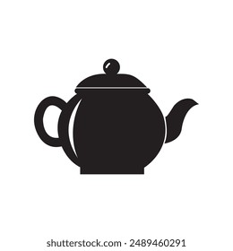 Teapot Silhouette Icon, Vector Simple kettle design template.