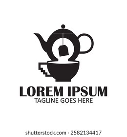 Teapot silhouette logo on white background