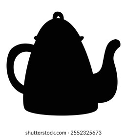 Teapot Silhouette on White Background with Steam