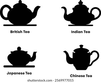 Teapot silhouette vector isolated on white background.
