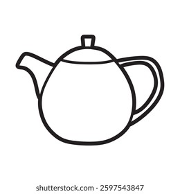 teapot simple round black and white vector