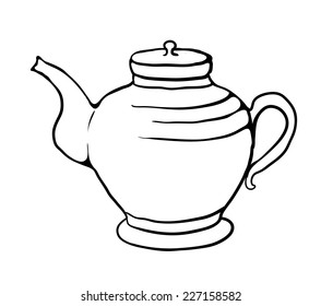 Esbozo de tetera, ilustración del vector contorno