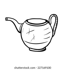 Esbozo de tetera, ilustración del vector contorno