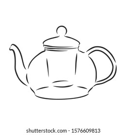 Teapot sketch, cookware, vector illustration 