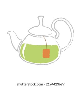Teapot Sketch. Glass Kettle.Hand-drawn Vector Illustration