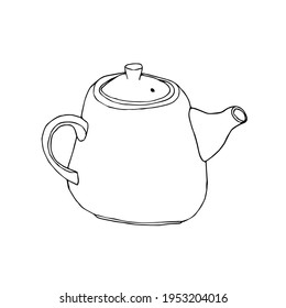 Dibujo tetera de ilustración vectorial. Dibujado a mano. 