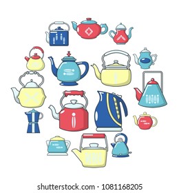 Teapot sport icons set. Cartoon illustration of 16 teapot vector icons for web