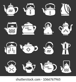 Teapot sport icons set vector white isolated on grey background 