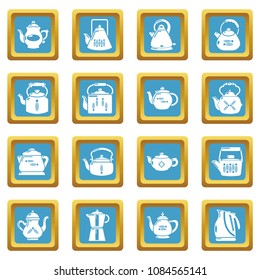 Teapot sport icons set vector sapphirine square isolated on white background 