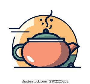 teapot with steam isolated icon