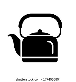 Teapot steel vector icon simple black style. Laconic simple design for the application. Ideal for hot liquids. Warm comfort in your home. Vigorous start of the morning.