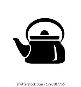 Icono vector de acero de tetera estilo negro simple. Diseño simple y lacónico para la aplicación. Ideal para líquidos calientes. Confort cálido en tu casa. Vigoroso comienzo de la mañana.