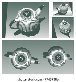 Teapot in a strip with a cover