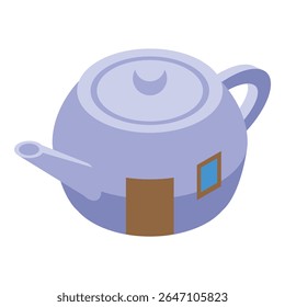 O bule está tomando a forma de uma casa pequena e acolhedora, criando uma atmosfera extravagante e fantástica