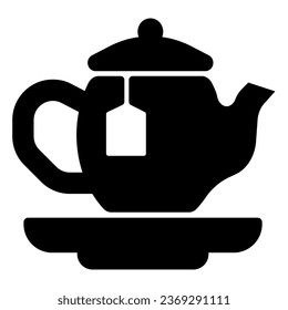 Teapot with tea bag solid icon, englishbreakfast concept, teapot with tea vector sign on white background, teapot glyph style for mobile concept and web design. Vector graphics