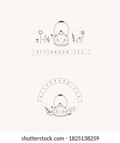 teapot for tea or coffee logo, vector, illustration, vintage