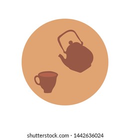 
Teapot, tea , cup and candy clip art cartoon Scandinavian style. Tea time vector hand drawn concept illustration.  Cafe poster, tea logo