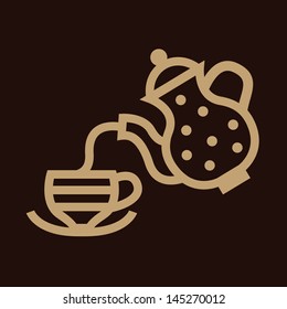 Teapot and tea cup sign, Vector