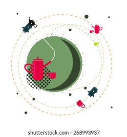 Teapot and tea illustration 