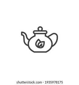 Teapot tea line icon. linear style sign for mobile concept and web design. Herbal tea pot outline vector icon. Symbol, logo illustration. Vector graphics
