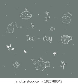 teapot and tea pack, vector, illustration