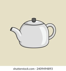 Teapot tea steel vector illustration