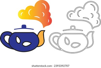 Teapot with tea thin line icon,  mid autumn festival concept,