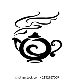 Teekanne oder Teezeit auf weißem Hintergrund