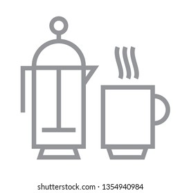 Teapot and teacup flat illustration on white