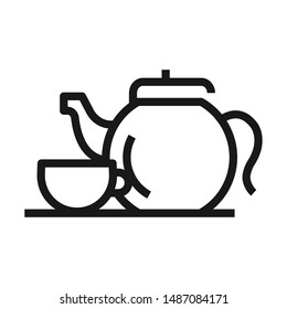 Teapot With Teacup  Flat Vector Icon