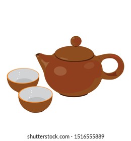 teapot and teacup  white background vector illustration