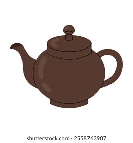 Teapot. Teaware. Kitchenware. Ceramic or clay teapot icon on white background.