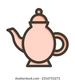 Teapot Thick Line Filled Colors For Personal And Commercial Use.
