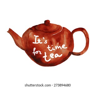 Teapot. Time for tea. Vector