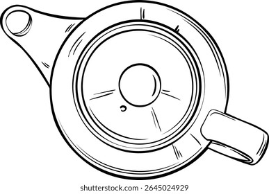 exibição superior do bule ilustração de contorno isolada 