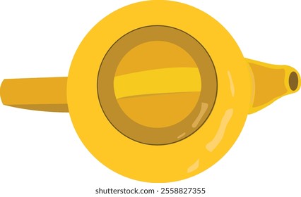 Teapot top view, Yellow teapot,  coffee pot, isolated on white background. 