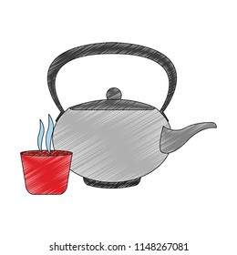 Teapot utensil isolated scribble