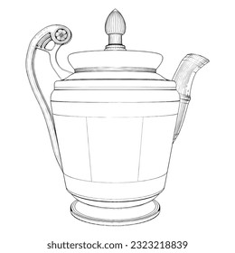 Teapot Vector 01. Illustration Isolated On White Background. A Vector Illustration Of Vintage Teapot.