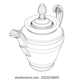 Teapot Vector 04. Illustration Isolated On White Background. A Vector Illustration Of Vintage Teapot.