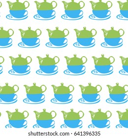 Teapot. Vector background. Pattern.