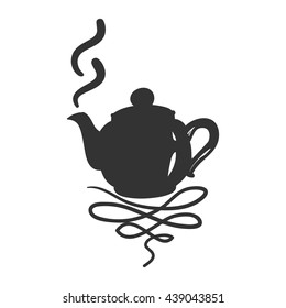 Teapot vector black silhouette. Drink Tea illustration. 
