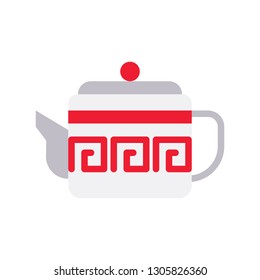 Teapot vector, Chinese lunar new year flat design icon