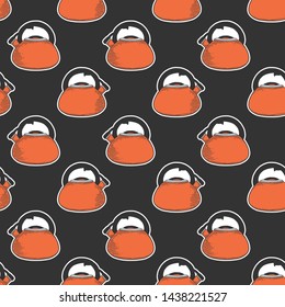 Teapot. Vector concept in doodle and sketch style. Hand drawn illustration for printing on T-shirts, postcards. Seamless pattern for textile, paper wrap. Texture background.