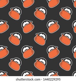 Teapot. Vector concept in doodle and sketch style. Hand drawn illustration for printing on T-shirts, postcards. Seamless pattern for textile, paper wrap. Texture background.