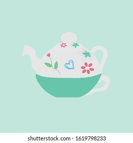 Teapot vector. Decorative teapot. Illustration. Abstract.