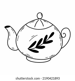 Tetera. Ilustración del doodle vectorial. Decoración de postales.