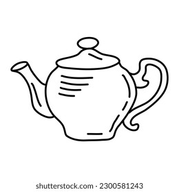 teapot vector doodle sketch isolated on white background