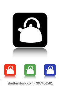 teapot vector icon - black and colored buttons